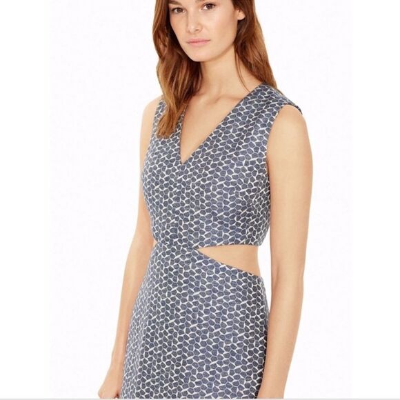 Tory Burch Sateen Jacquard Cut-out Dress Size 4 - Picture 2 of 8